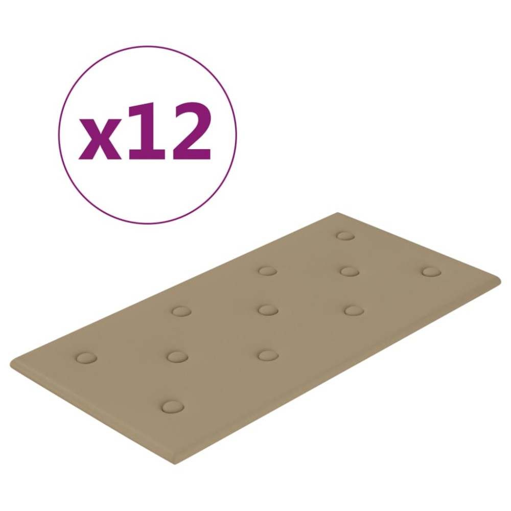 vidaXL Panouri de perete 12 buc. cappuccino 60x30 cm piele eco 2,16 m²