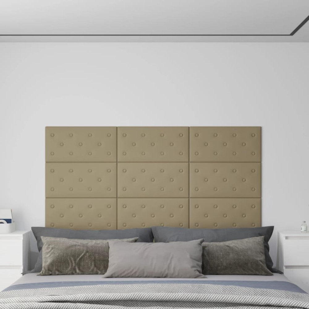 vidaXL Panouri de perete 12 buc. cappuccino 60x30 cm piele eco 2,16 m²