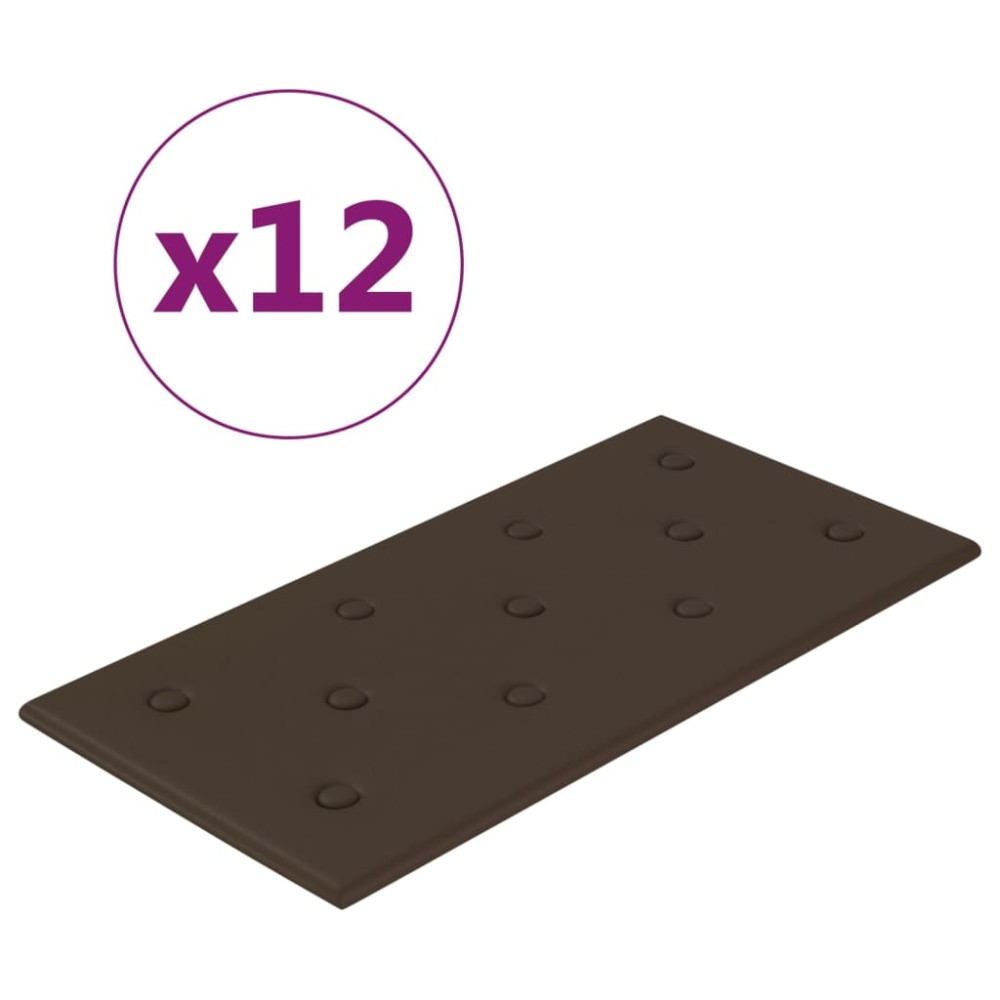 vidaXL Panouri perete 12 buc. maro, 60x30 cm piele ecologică 2,16 m²
