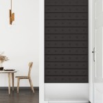 vidaXL Panouri perete 12 buc. negru, 90x15 cm piele ecologică 1,62 m² vidaXL Panouri perete 12 buc. negru, 90x15 cm piele ecologică 1,62 m²