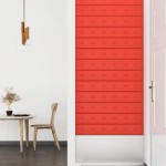 vidaXL Panouri de perete 12 buc. roșu 90x15 cm piele ecologică 1,62 m²