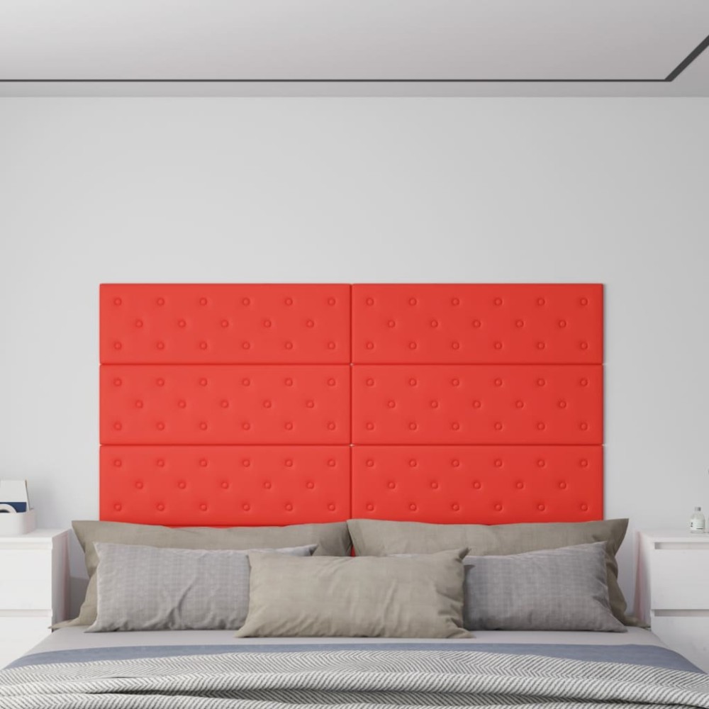 vidaXL Panouri de perete 12 buc. roșu 90x30 cm piele ecologică 3,24 m²