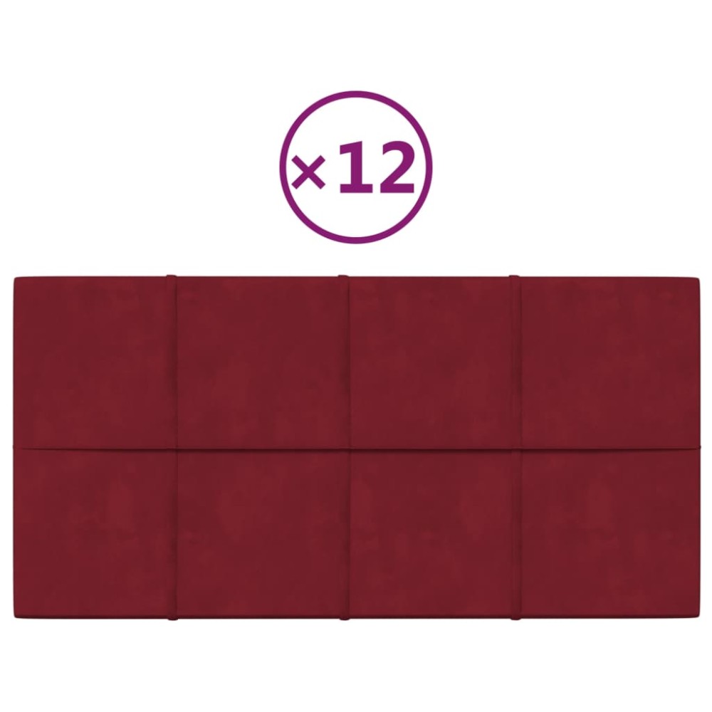 vidaXL Panouri de perete 12 buc. roșu vin 60x30 cm catifea 2,16 m²