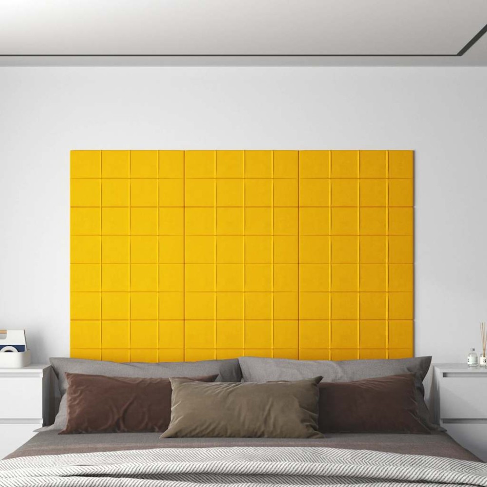 vidaXL Panouri de perete 12 buc. galben 60x30 cm catifea 2,16 m²