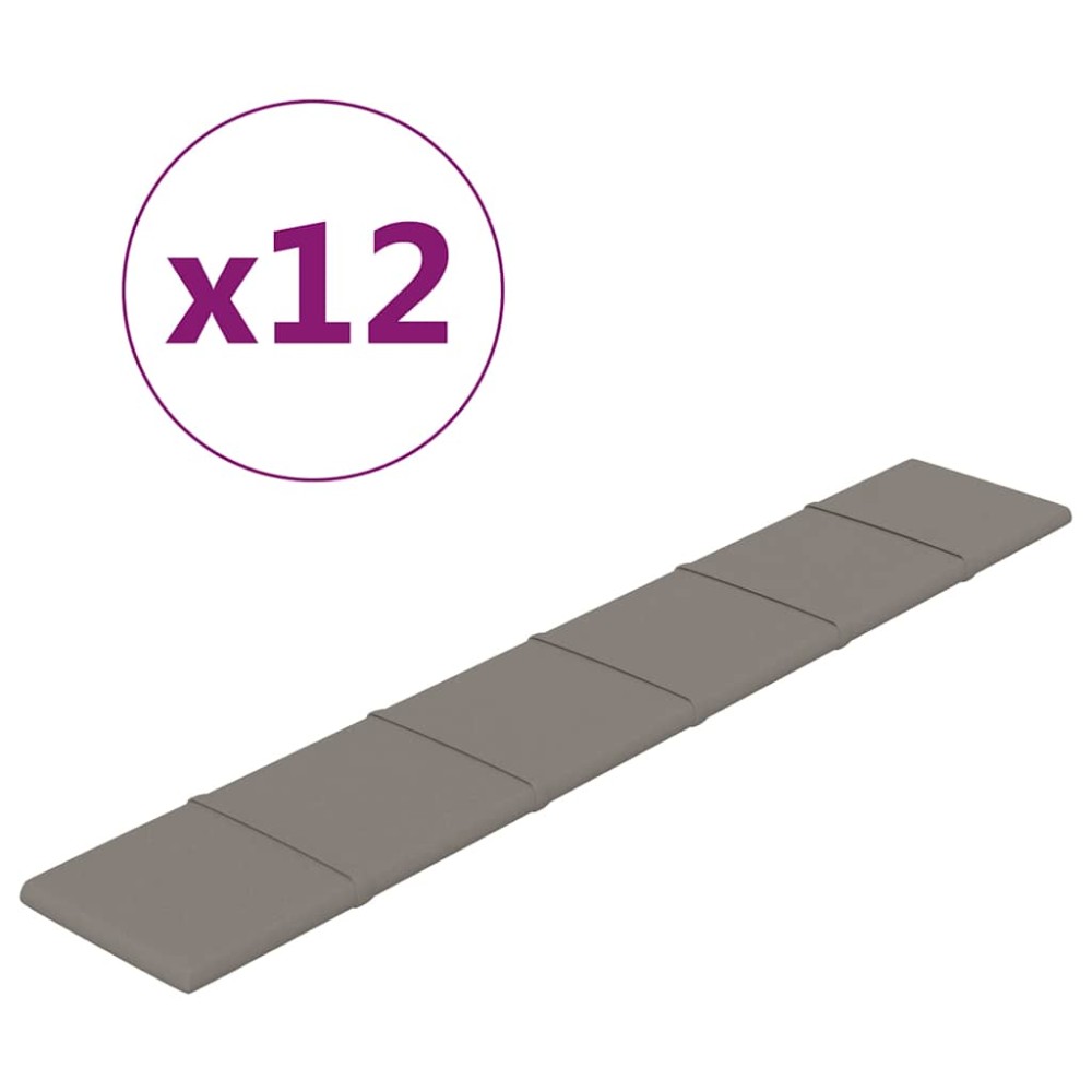 vidaXL Panouri de perete 12 buc. gri deschis 90x15 cm catifea 1,62 m²