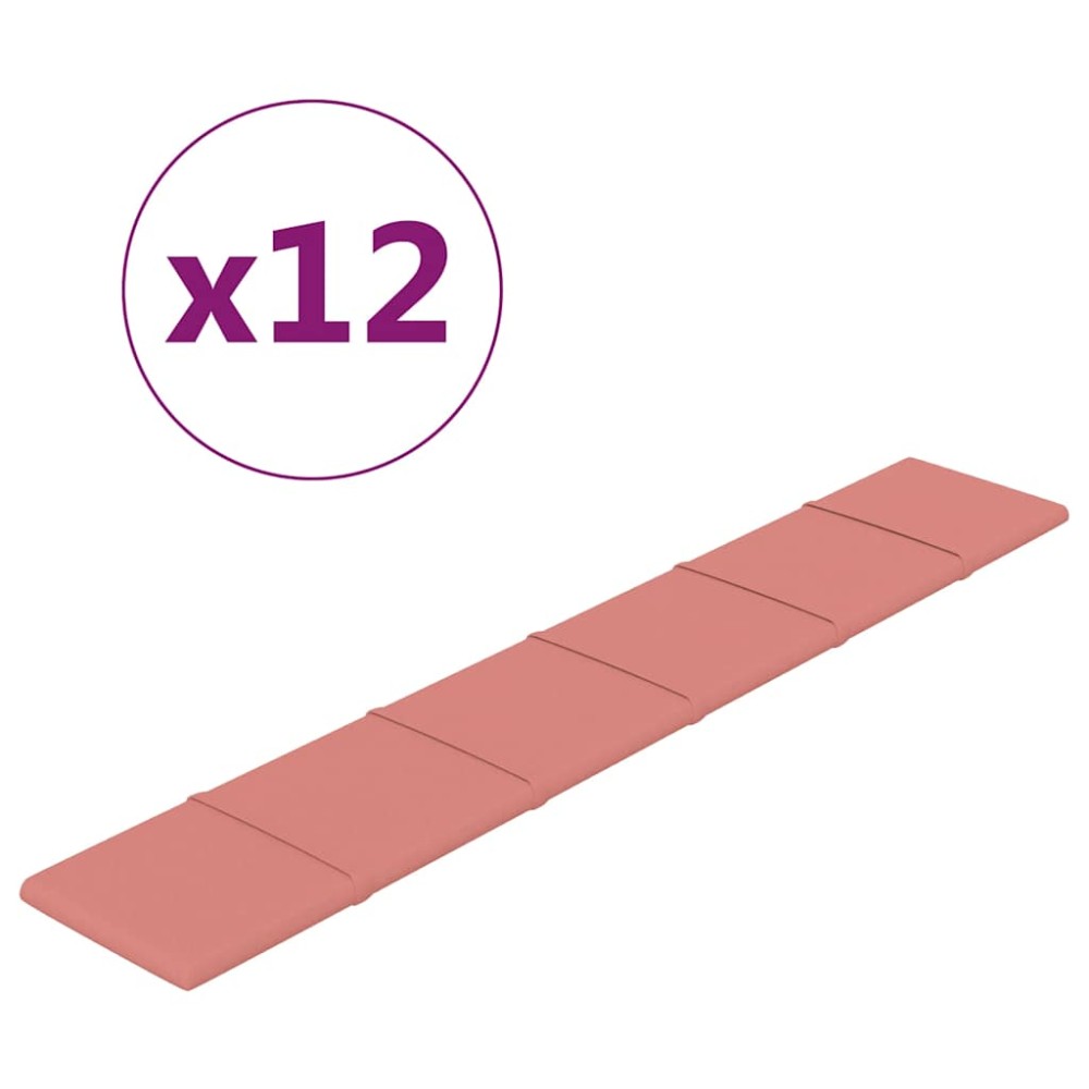 vidaXL Panouri de perete 12 buc. roz 90x15 cm catifea 1,62 m²