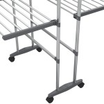 vidaXL Suport uscare rufe, 3 niveluri, cu roți, argintiu, 60x70x129 cm vidaXL Suport uscare rufe, 3 niveluri, cu roți, argintiu, 60x70x129 cm
