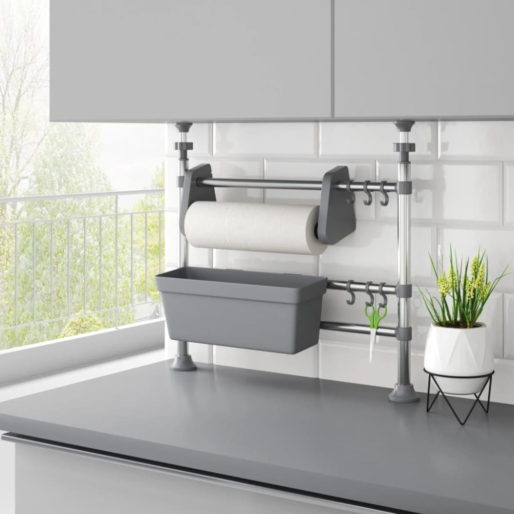 vidaXL Organizator de bucătărie reglabil, aluminiu
