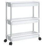 vidaXL Cărucior de depozitare cu 3 niveluri, argintiu și alb, aluminiu vidaXL Cărucior de depozitare cu 3 niveluri, argintiu și alb, aluminiu