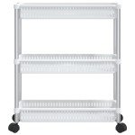 vidaXL Cărucior de depozitare cu 3 niveluri, argintiu și alb, aluminiu vidaXL Cărucior de depozitare cu 3 niveluri, argintiu și alb, aluminiu