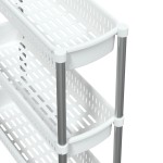 vidaXL Cărucior de depozitare cu 3 niveluri, argintiu și alb, aluminiu vidaXL Cărucior de depozitare cu 3 niveluri, argintiu și alb, aluminiu