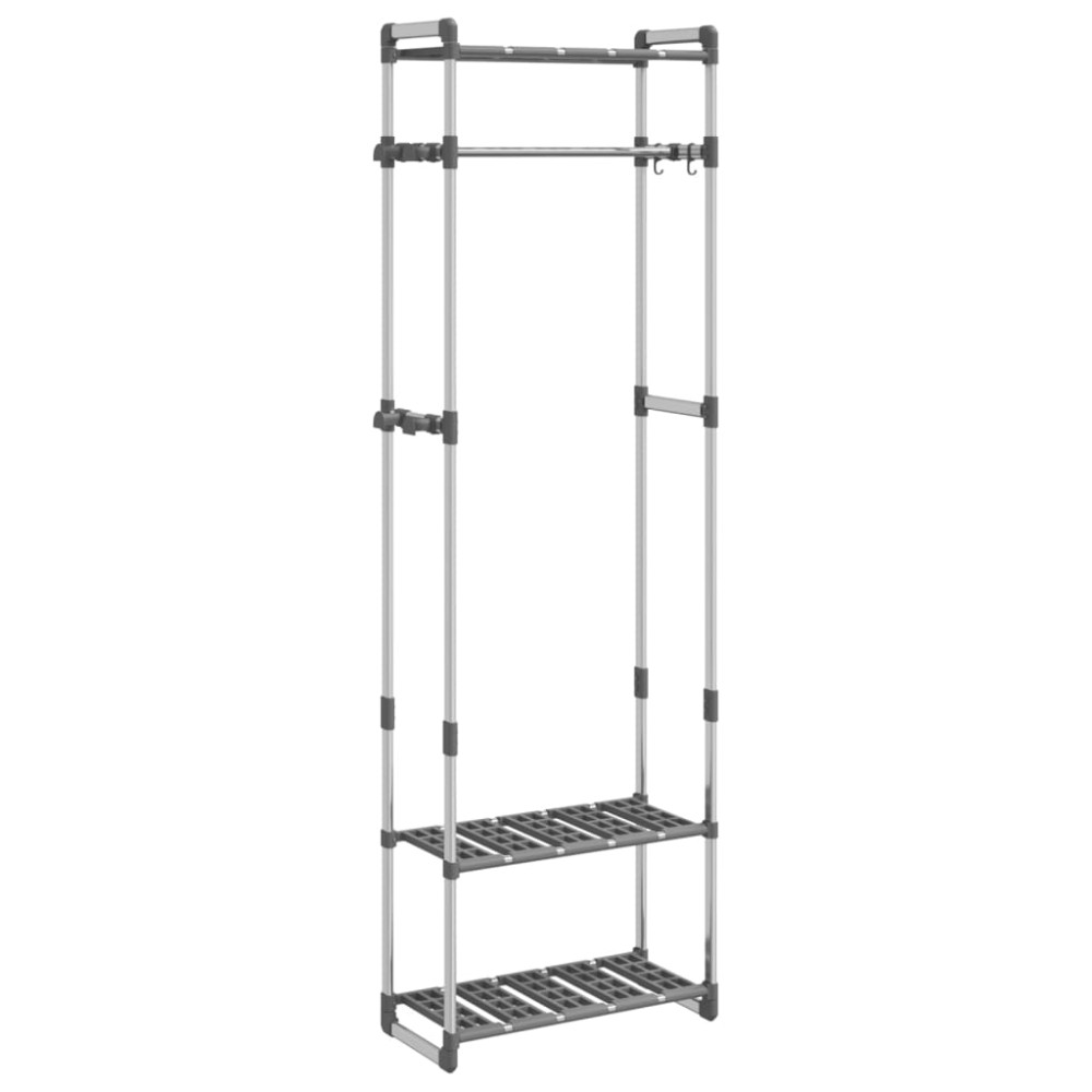 vidaXL Suport de haine cu 3 niveluri, argintiu, 59x29x192 cm, aluminiu