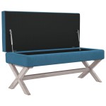 vidaXL Taburet de depozitare, albastru, 110x45x49 cm, catifea