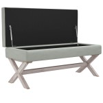 vidaXL Taburet de depozitare, gri deschis, 110x45x49 cm, catifea