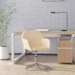 vidaXL Scaun de birou pivotant, crem, material textil vidaXL Scaun de birou pivotant, crem, material textil