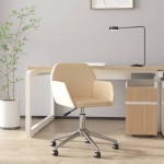 vidaXL Scaun de birou pivotant, crem, material textil vidaXL Scaun de birou pivotant, crem, material textil