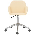 vidaXL Scaun de birou pivotant, crem, material textil vidaXL Scaun de birou pivotant, crem, material textil