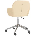 vidaXL Scaun de birou pivotant, crem, material textil vidaXL Scaun de birou pivotant, crem, material textil