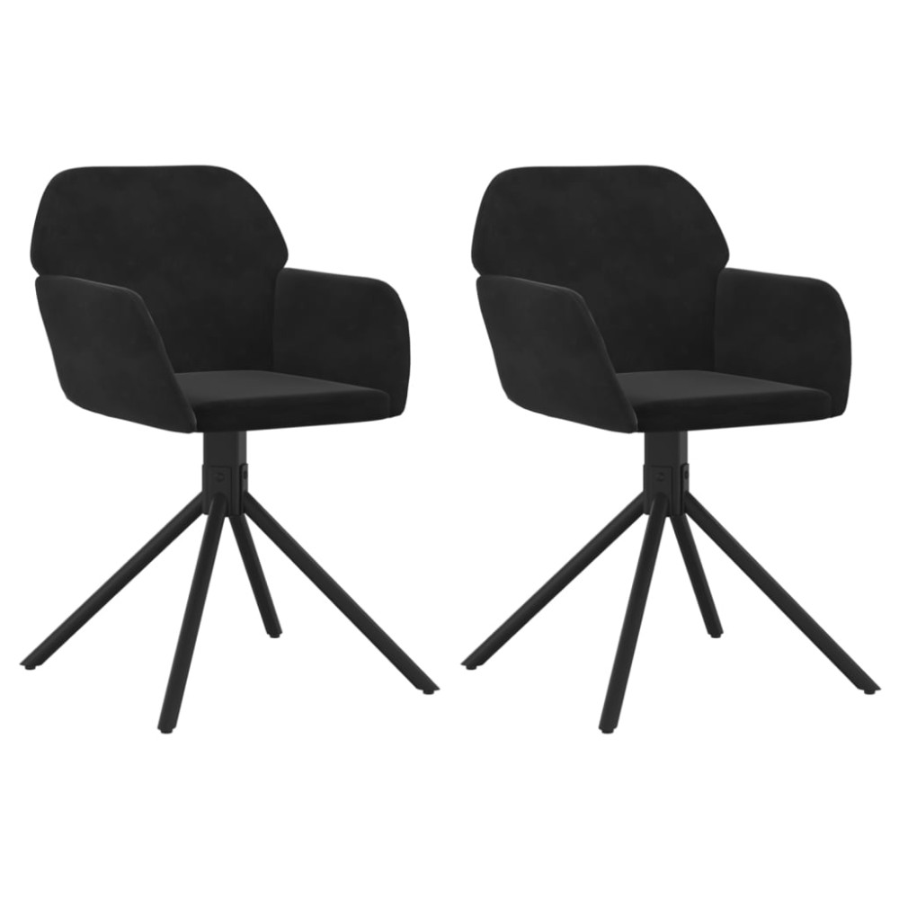 vidaXL Scaune de bucătărie pivotante, 2 buc., negru, catifea