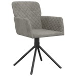 vidaXL Scaune rotative de bucătărie, 2 buc., gri deschis, catifea