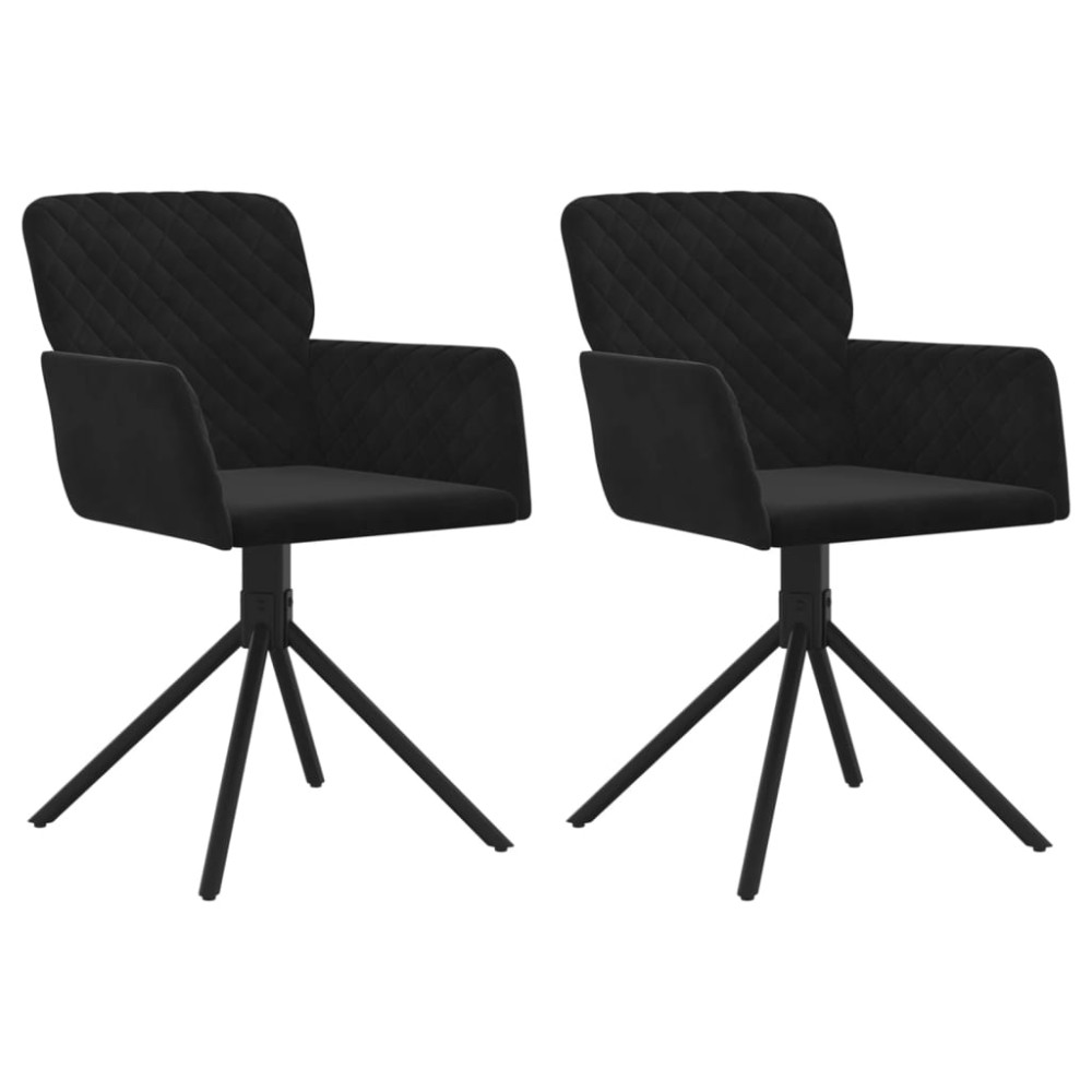 vidaXL Scaune de bucătărie pivotante, 2 buc., negru, catifea