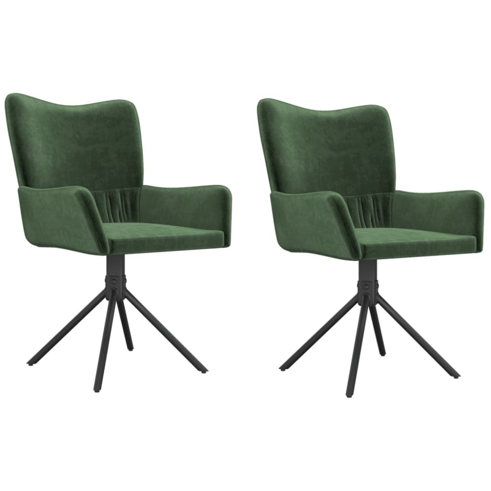 vidaXL Scaune de bucătărie pivotante, 2 buc., verde închis, catifea