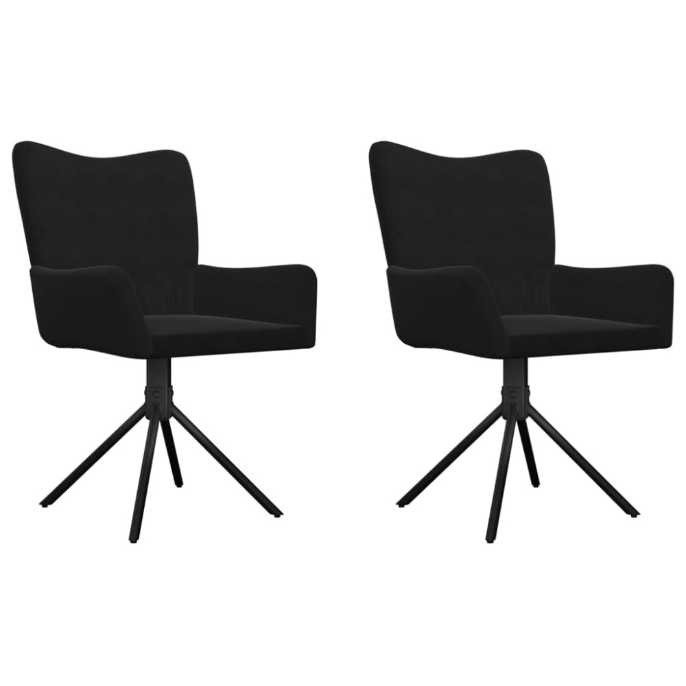 vidaXL Scaune de bucătărie pivotante, 2 buc., negru, catifea