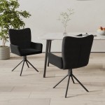 vidaXL Scaune de bucătărie pivotante, 2 buc., negru, catifea vidaXL Scaune de bucătărie pivotante, 2 buc., negru, catifea