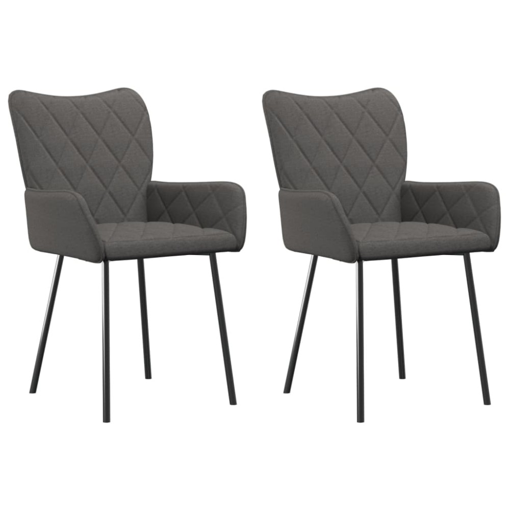 vidaXL Scaune de bucătărie, 2 buc., gri închis, material textil