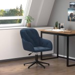 vidaXL Scaun de birou pivotant, albastru, catifea vidaXL Scaun de birou pivotant, albastru, catifea