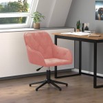 vidaXL Scaun de birou pivotant, roz, catifea vidaXL Scaun de birou pivotant, roz, catifea