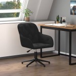 vidaXL Scaun de birou pivotant, negru, catifea vidaXL Scaun de birou pivotant, negru, catifea