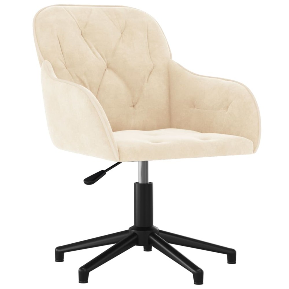 vidaXL Scaun de birou pivotant, crem, catifea