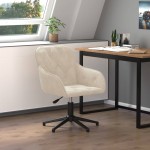 vidaXL Scaun de birou pivotant, crem, catifea vidaXL Scaun de birou pivotant, crem, catifea