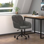 vidaXL Scaun de birou pivotant, gri închis, catifea vidaXL Scaun de birou pivotant, gri închis, catifea