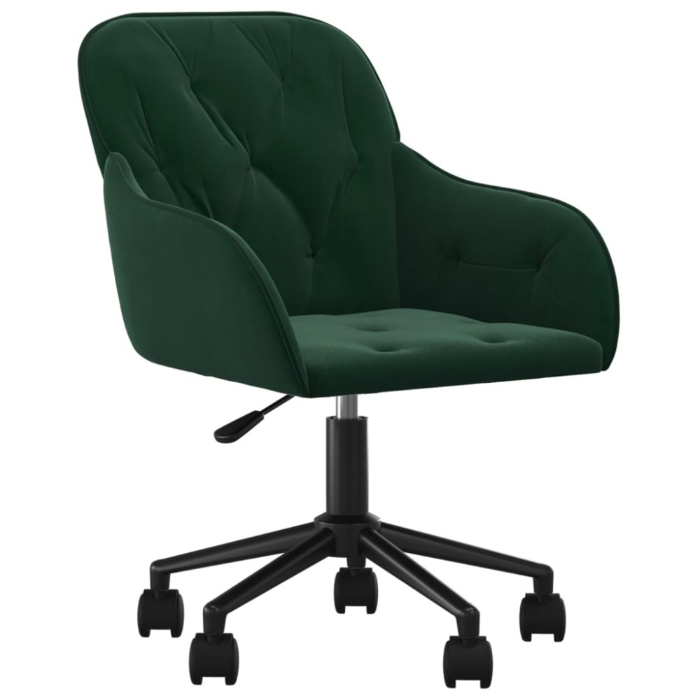 vidaXL Scaun de birou pivotant, verde închis, catifea