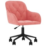 vidaXL Scaun de birou pivotant, roz, catifea vidaXL Scaun de birou pivotant, roz, catifea