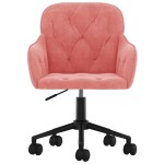 vidaXL Scaun de birou pivotant, roz, catifea vidaXL Scaun de birou pivotant, roz, catifea