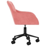 vidaXL Scaun de birou pivotant, roz, catifea vidaXL Scaun de birou pivotant, roz, catifea
