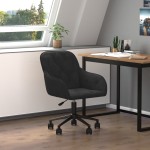 vidaXL Scaun de birou pivotant, negru, catifea vidaXL Scaun de birou pivotant, negru, catifea