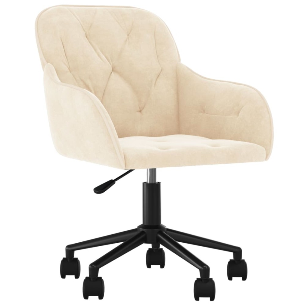 vidaXL Scaun de birou pivotant, crem, catifea