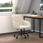 vidaXL Scaun de birou pivotant, crem, catifea vidaXL Scaun de birou pivotant, crem, catifea