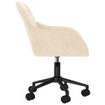 vidaXL Scaun de birou pivotant, crem, catifea vidaXL Scaun de birou pivotant, crem, catifea