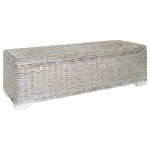vidaXL Ladă depozitare alb 110 cm ratan kubu natural/lemn masiv mahon