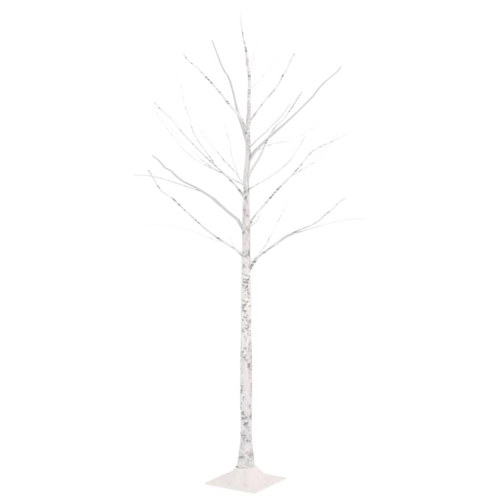 vidaXL Mesteacăn cu LED, alb, 72 LED-uri alb calde, 150 cm