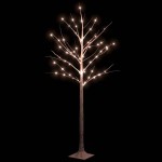 vidaXL Mesteacăn cu LED, alb, 72 LED-uri alb calde, 150 cm