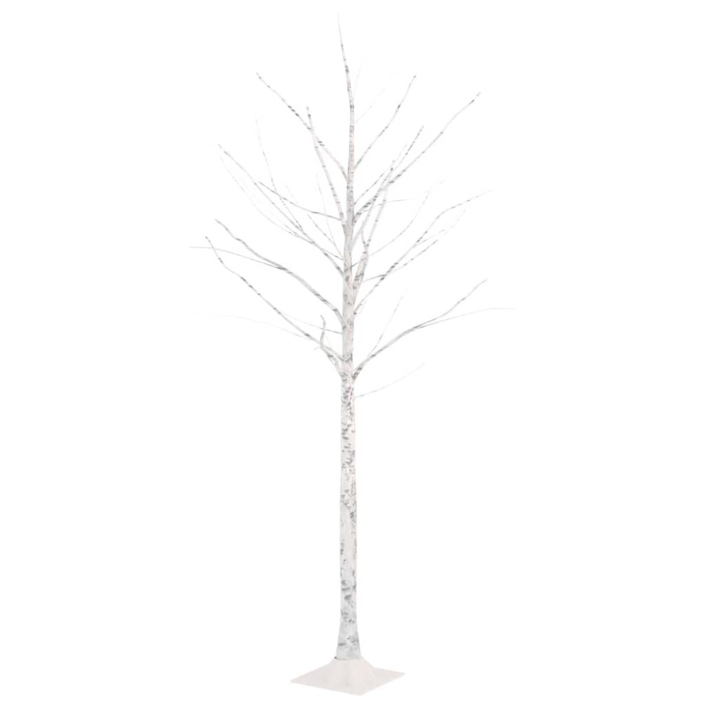 vidaXL Mesteacăn cu LED, alb, 96 LED-uri alb calde, 180 cm