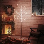 vidaXL Mesteacăn cu LED, alb, 96 LED-uri alb calde, 180 cm vidaXL Mesteacăn cu LED, alb, 96 LED-uri alb calde, 180 cm
