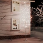 vidaXL Mesteacăn cu LED, alb, 672 LED-uri alb calde, 400 cm
