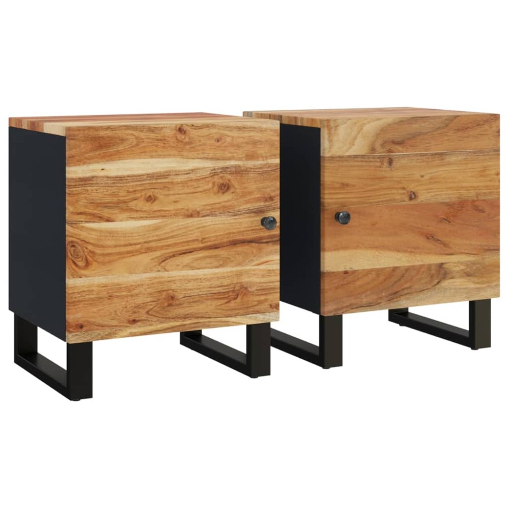 vidaXL Noptiere, 2 buc., 40x33x46 cm, lemn masiv de acacia